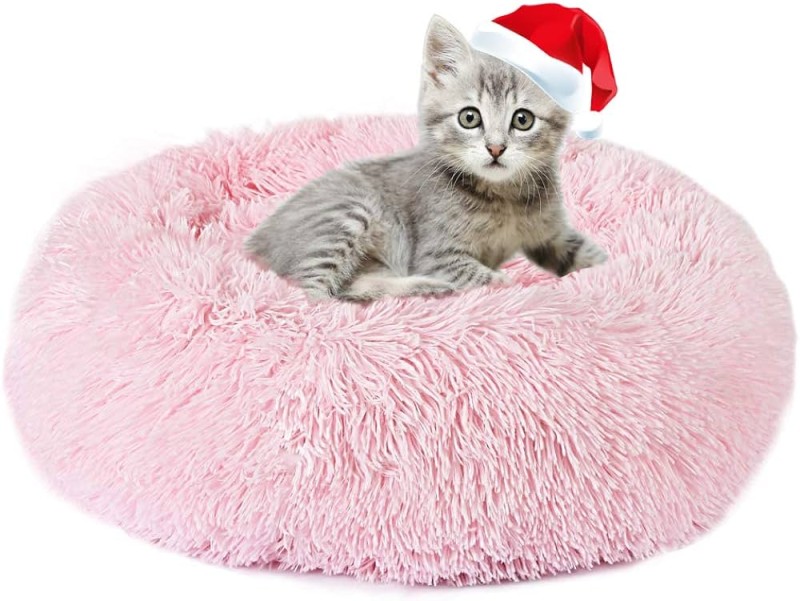 EMUST Pet Cat Bed Dog Bed, Fluffy Cat/Dog Bed for Small Medium Large Pet Cats Dogs, Round Donut Cat Beds for Indoor Cats, Anti-Slip Marshmallow Dog Beds, Multiple Colors