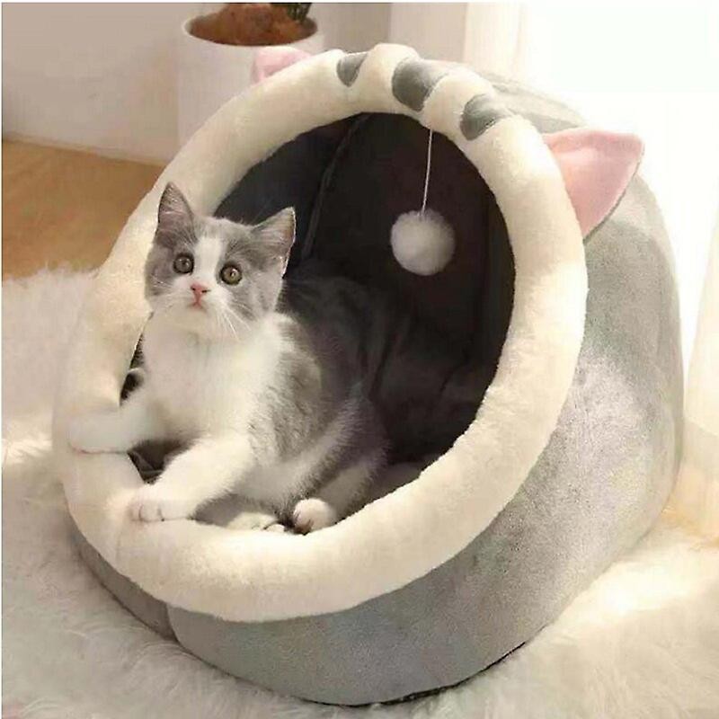 Winter Cat Bed Warm Cat's House Soft Plush Round BedsTent Carrier Dogs And Cats Basket Pillow Cave