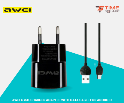 Awei C-831 charger adapter with data cable for android-Black