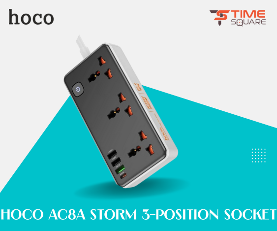 Hoco AC8A 1C3A 3-Position Socket Multiplug - 2500W