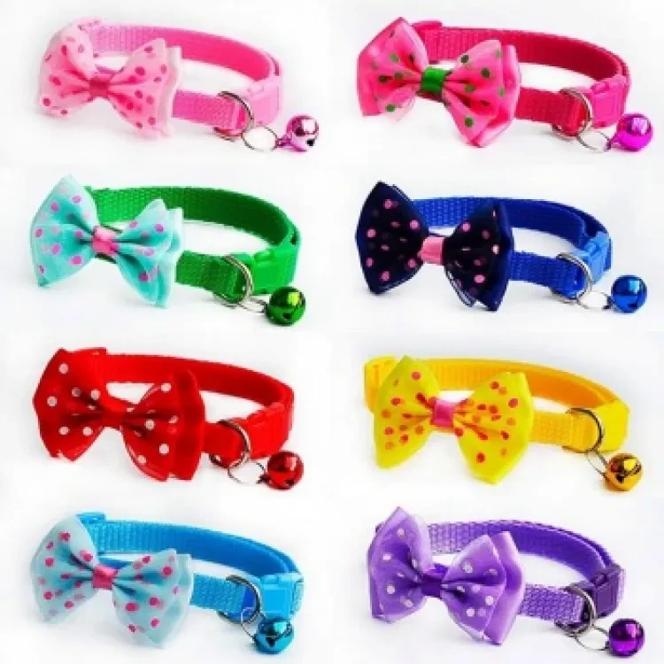 Adjustable Cat Bow Collar 1 pc Multicolor