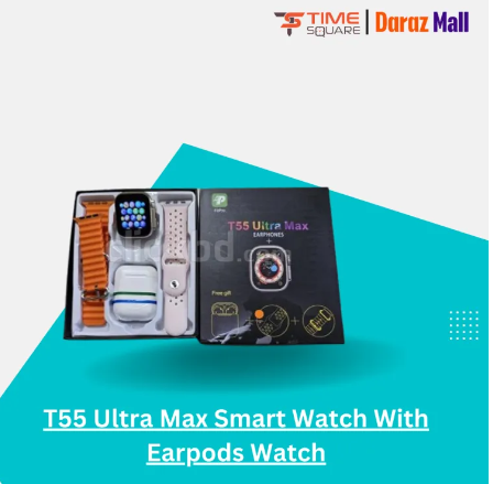 T55 Ultra Max Smart Watch With Earpods Watch