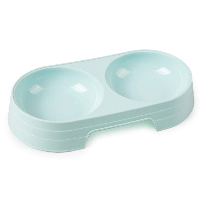 1Pc Cheap Candy Color Plastic Pet Double Bowls Creative Non-Slip Bowl Pet Food Water Feeder Dog Cat Bowl Pet Feeding Supplies
