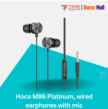 Hoco M96 Platinum, wired earphones with mic