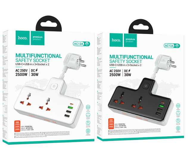 Hoco AC12A 2500W Power Strip 1 Type-C 3 USB