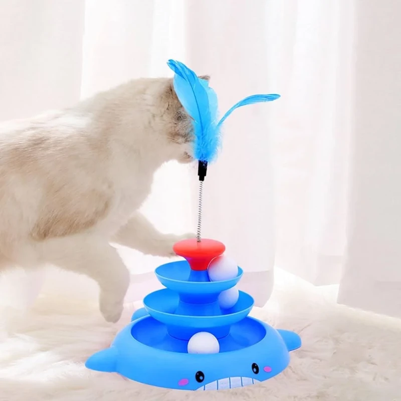 Turntable Roller Balls Cat Toys, Interactive For Indoor Cats Ball Toy Tower